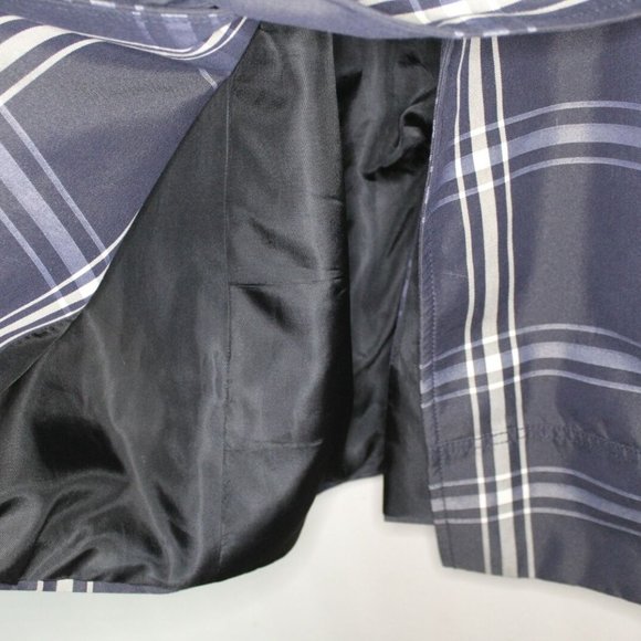 Zara Basic Plaid Trench Jacket Coat Navy H10451 - Picture 9 of 13